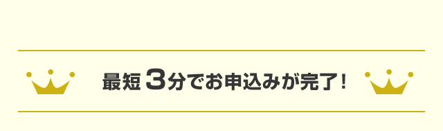 最短3分でお申込みが完了！