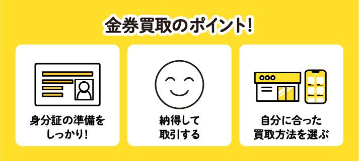 金券買取のポイント！・身分証の準備をしっかり！・納得して取引する・自分に合った買取方法を選ぶ