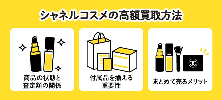 シャネルコスメの高額買取方法：商品の状態と査定額の関係/付属品を揃える重要性/まとめて売るメリット