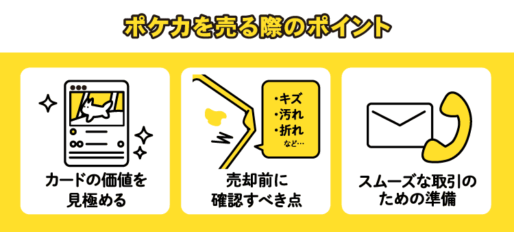ポケカを売る際のポイント：カードの価値を見極める/売却前に確認すべき点/スムーズな取引のための準備