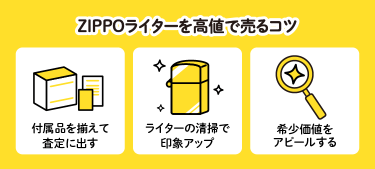 ZIPPOライターを高値で売るコツ：付属品を揃えて査定に出す/ライターの清掃で印象アップ/希少価値をアピールする