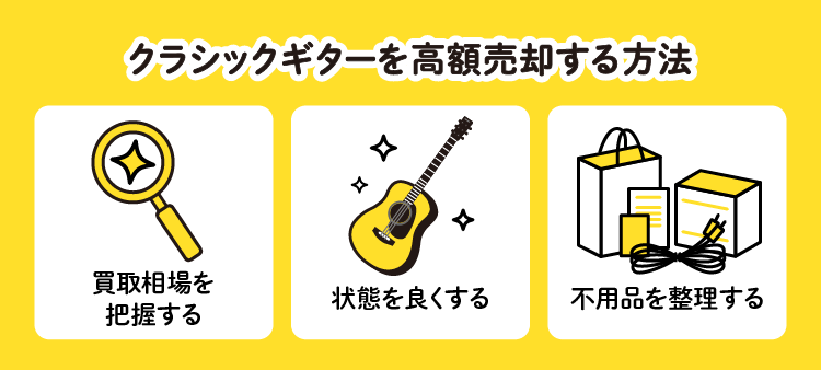 クラシックギターを高額売却する方法：買取相場を把握する/状態を良くする/不用品を整理する