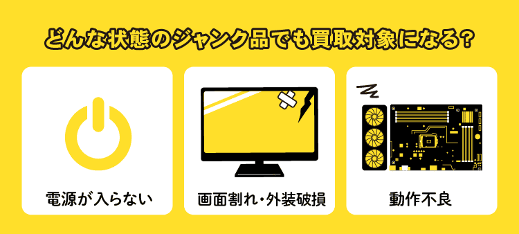どんな状態のジャンク品でも買取対象になる？：電源が入らない / 画面割れ・外装破損 / 動作不良