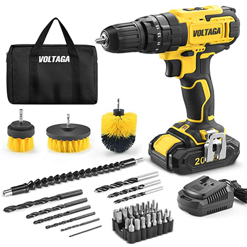 VOLTAGA / 電動ドリルドライバー 20V / ブラシ ビット32点 2000mAh大容量電池 収納バッグ付き買取のイメージ