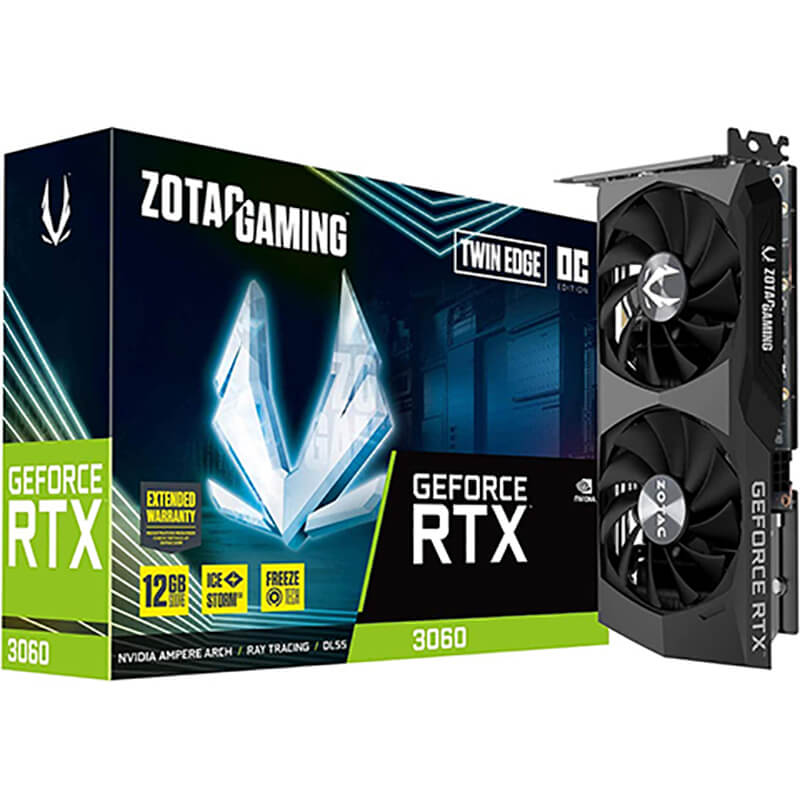 ゾタック / GeForce RTX 3060 Twin Edge OC 12GB GDDR6 192ビット 15Gbps PCIE 4.0 ゲーム用 グラフィックカード IceStorm 2.0冷却の買取商品イメージ