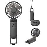 リズム(RHYTHM) ハンディファン 2025 大風量 静音 3WAY (手持ち 首掛け 卓上) [国内メーカー] 風量5段階 Type-C対応 カラビナ＆ストラップ付き 小型 携帯扇風機 Silky Wind Mobile 3.2 ダークグレー 9ZF040RH82