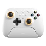 8BitDo Ultimate 2 ワイヤレス コントローラー Windows & Android 用、TMR ジョイスティック付きゲーム コントローラー、切り替え可能なホール効果/触覚トリガー、RGB ファイヤー リング、8 スピード ワイヤレス テクノロジー (White)